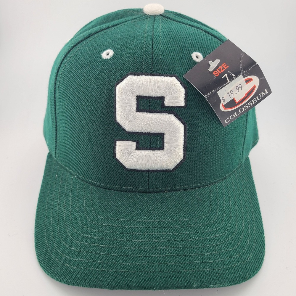 Colosseum Michigan State Spartans Cap Mens 7 1/8 Green White Block Fitted Hat